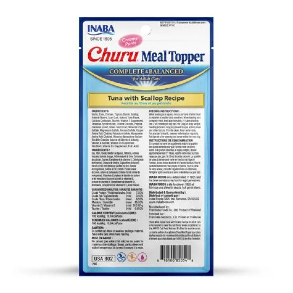 Inaba Food Toppings^Churu Meal Topper Tuna with Scallop for Cats, 4-pk