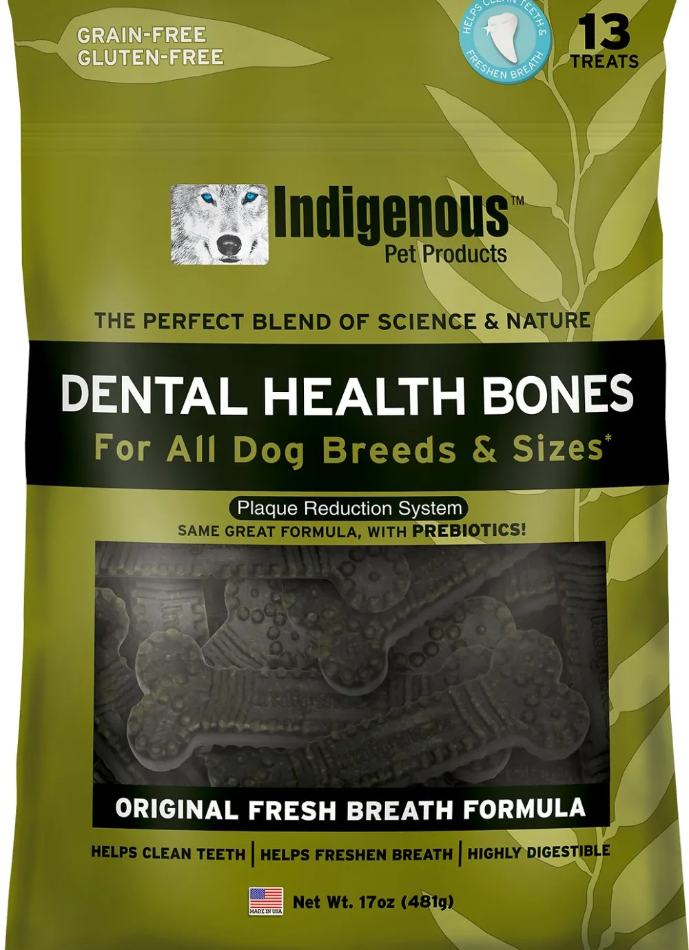 Indigenous Pet Dental & Hard Chews^Indigenous Fresh Breath Formula Dental Bones Dog Treats, 13-count