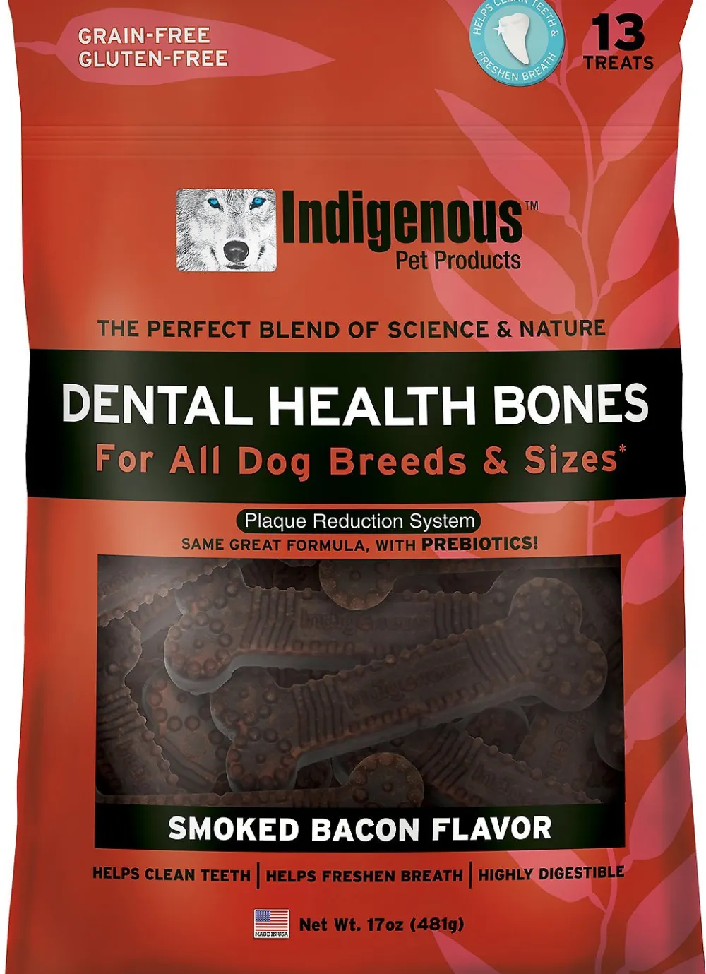 Indigenous Pet Dental & Hard Chews^Indigenous Smoked Bacon Dental Bones Dog Treats, 13-count