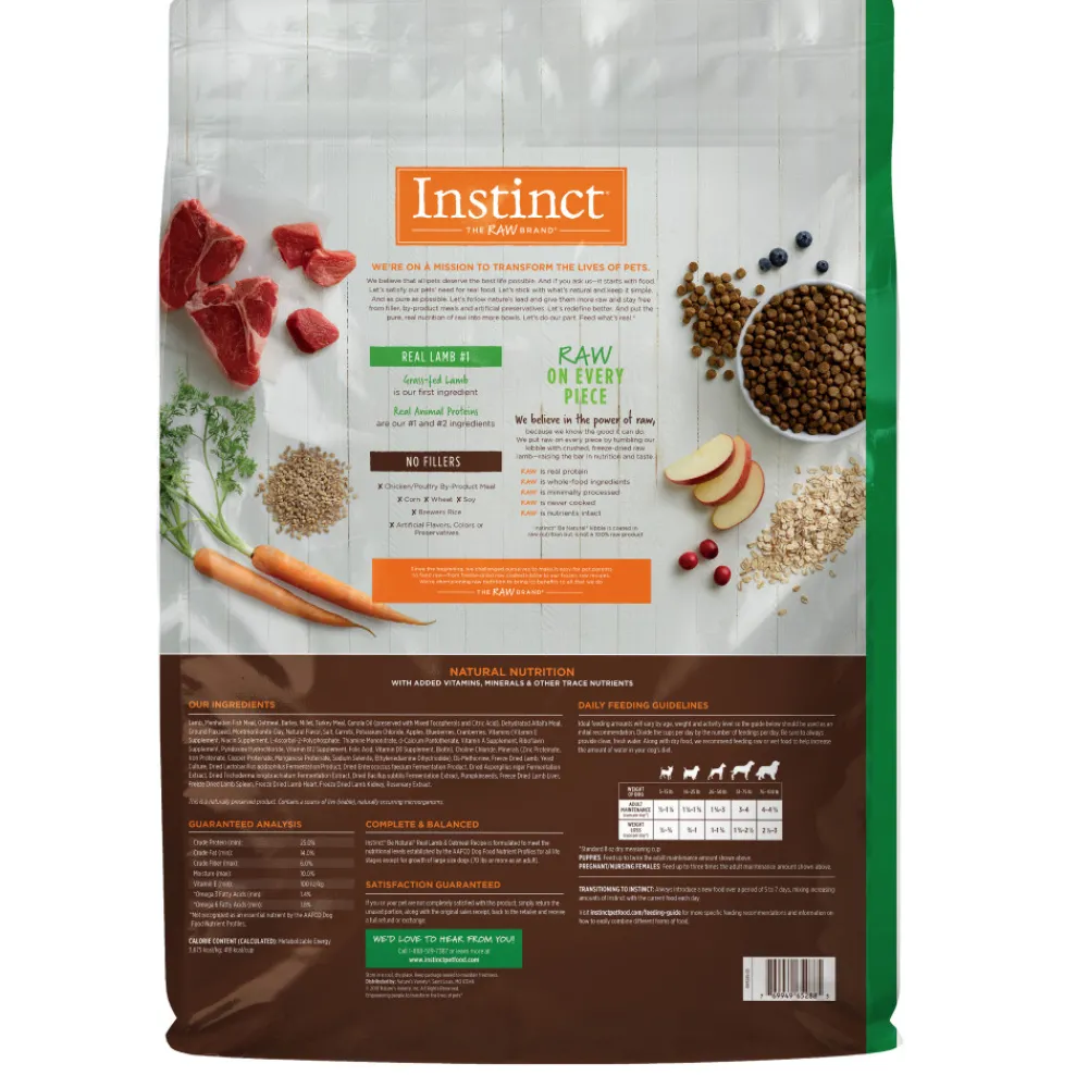 Instinct Dry Food^Be Natural Real Lamb & Oatmeal Dry Dog Food, 24-lb