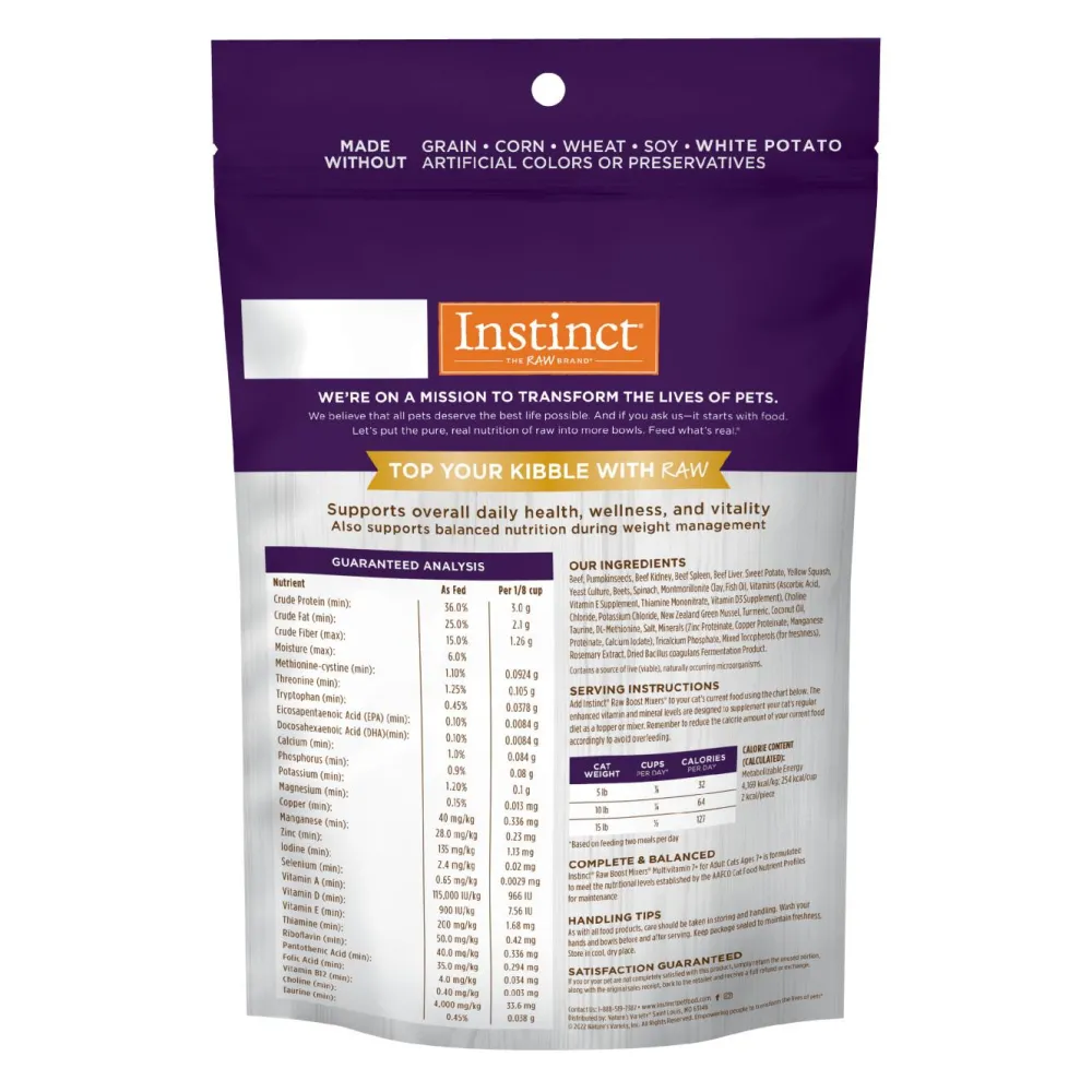 Instinct Food Toppings^Raw Boost Mixers Multivitamin 7+ Freeze-Dried Cat Food Topper, 5.5-oz