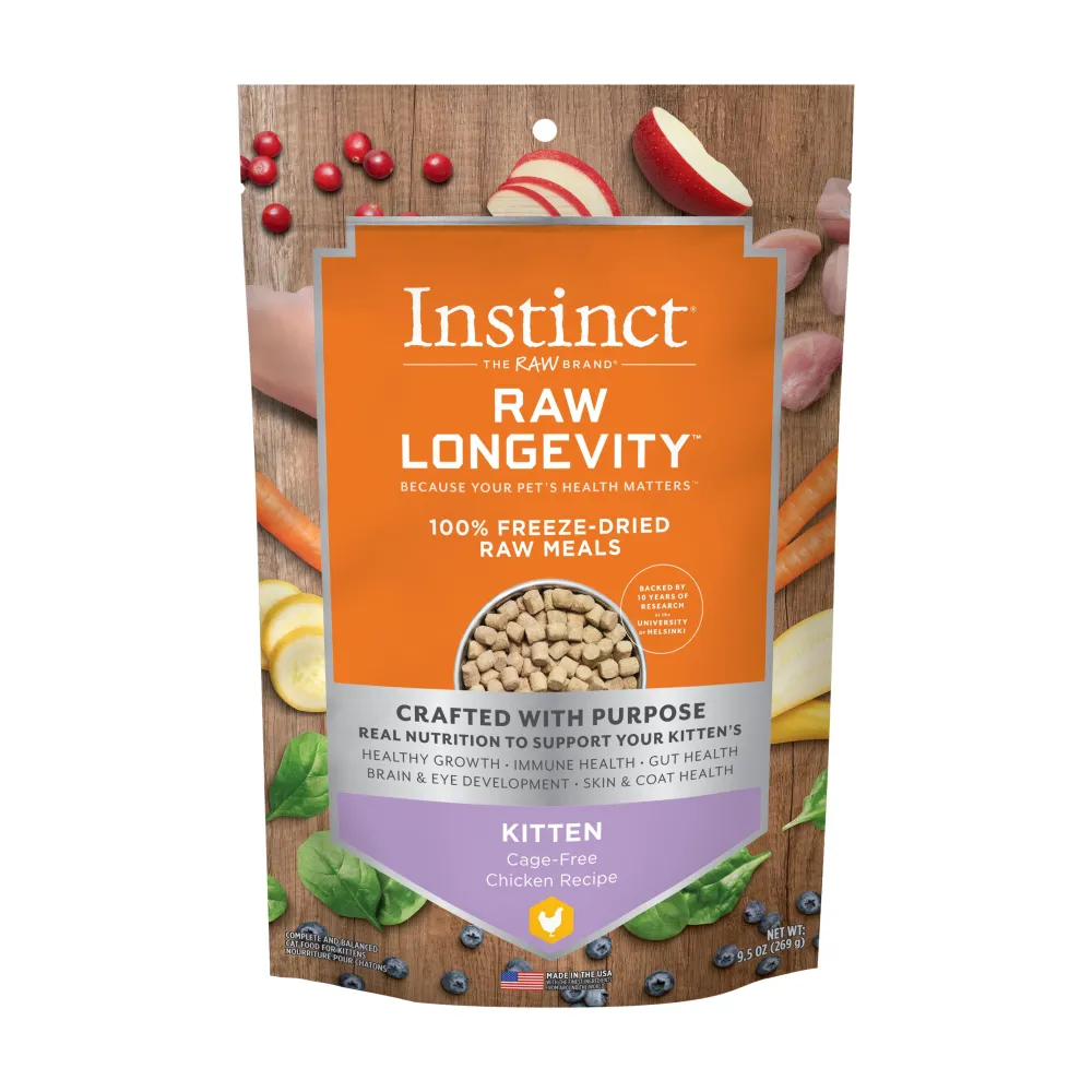 Instinct Freeze-Dried Food^Raw Longevity Cage-Free Chicken Kitten 100% Freeze-Dried Cat Food, 9.5-oz