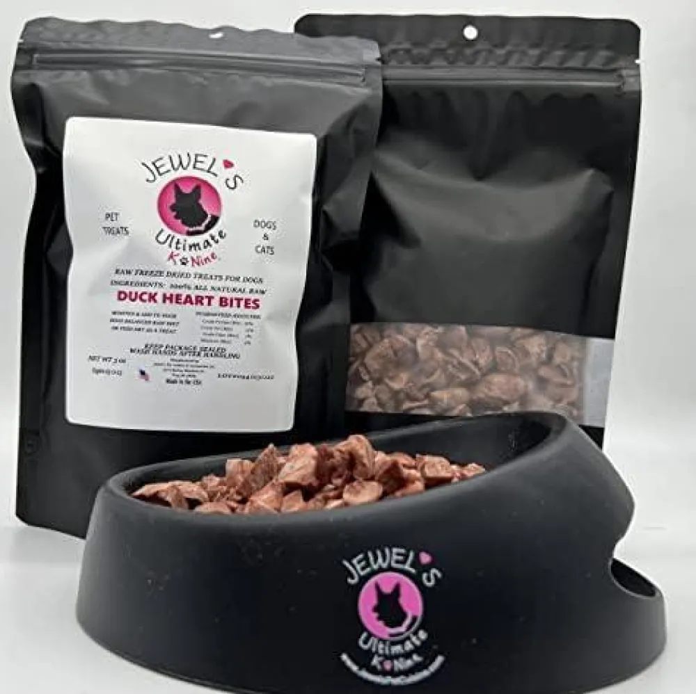 Jewel's Pet Cuisine & Accessories Freeze-Dried Treats^Jewel’s Ultimate K-Nine Duck Heart Bites Freeze-Dried Dog Treats, 2.5-oz