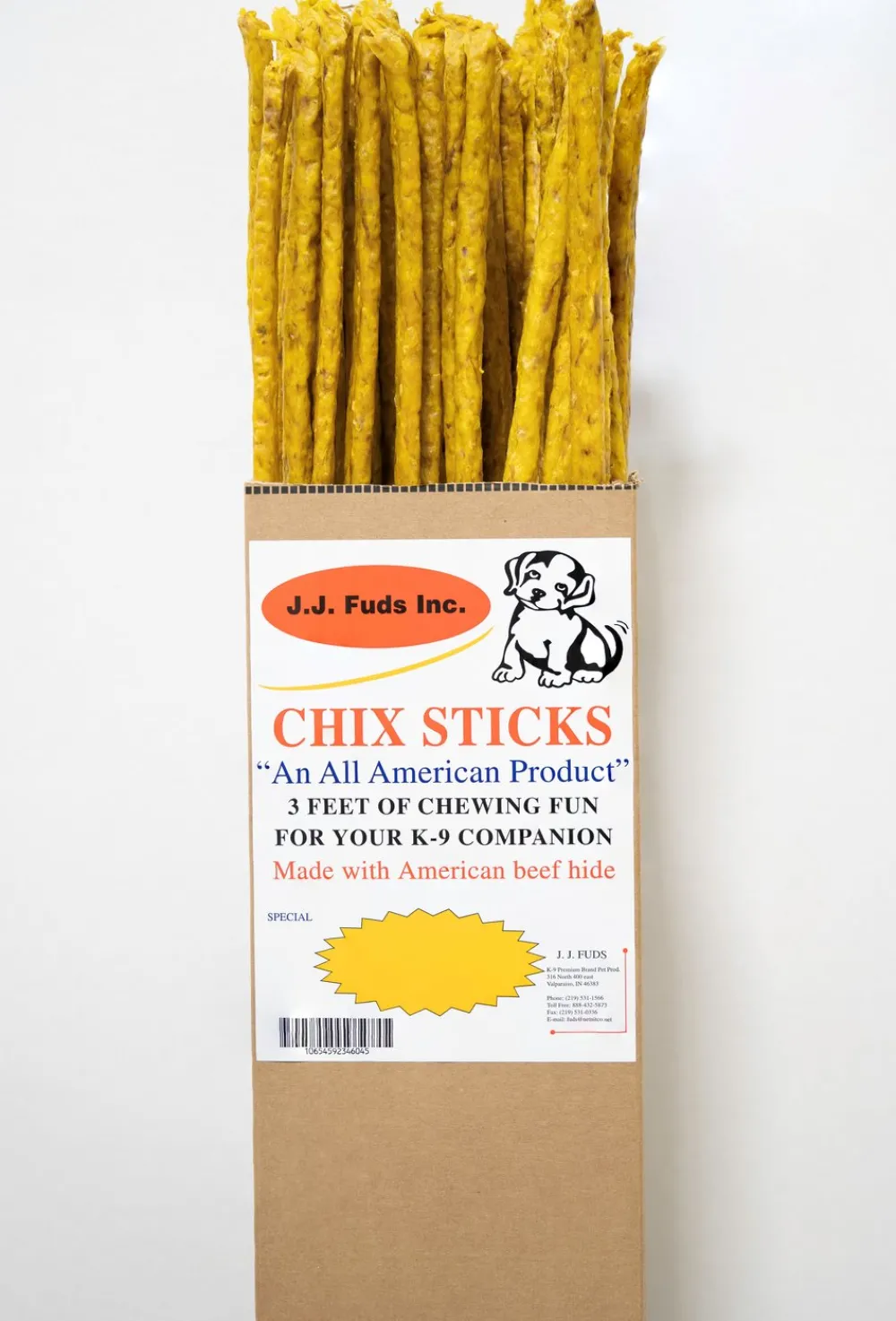 J.J. Fuds Inc. Bully Sticks & Natural Chews^J.J. Fuds Chicken Stick Dog Treats, 3-ft