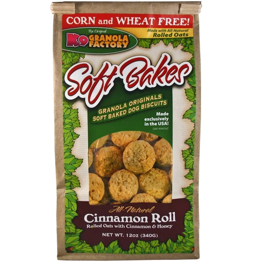 K9 Granola Factory Biscuits & Crunchy Treats^Soft Bakes Cinnamon Roll Dog Treats, 12-oz