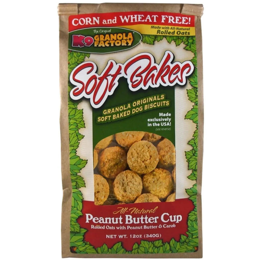 K9 Granola Factory Biscuits & Crunchy Treats^Soft Bakes Peanut Butter Cup Dog Treats, 12-oz