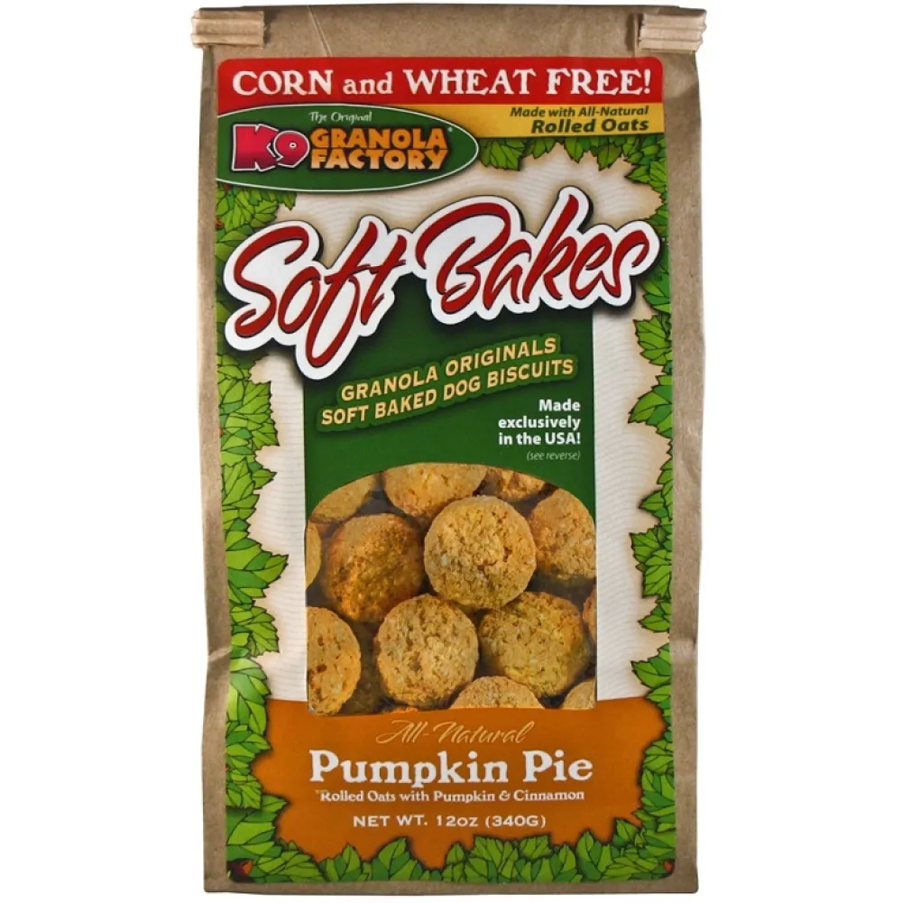 K9 Granola Factory Biscuits & Crunchy Treats^Soft Bakes Pumpkin Pie Recipe Dog Treats, 12-oz