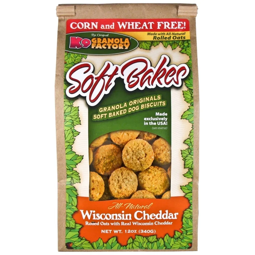 K9 Granola Factory Biscuits & Crunchy Treats^Soft Bakes Wisconsin Cheddar Recipe Dog Treats, 12-oz