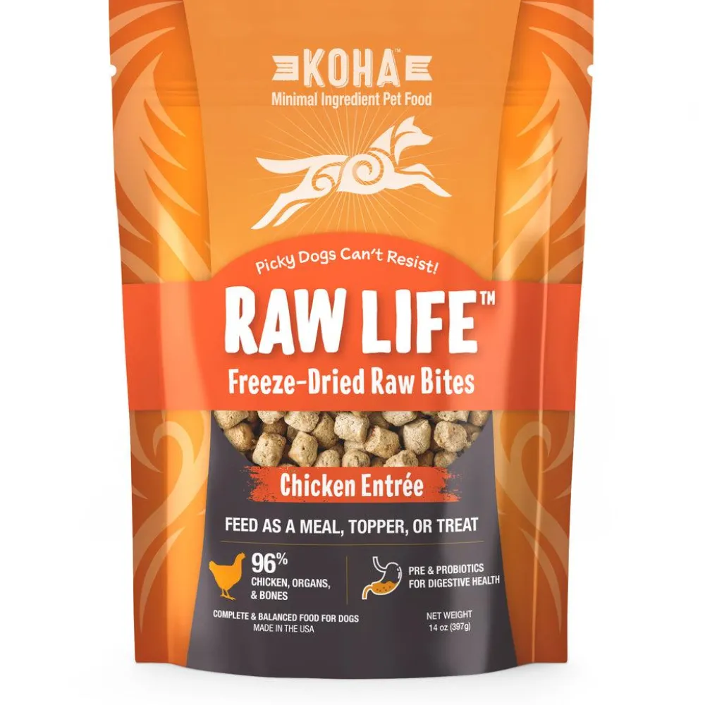 Koha Freeze-Dried Treats | Food Toppings^Raw Life Chicken Entree Freeze-Dried Raw Bites for Dogs, 14-oz
