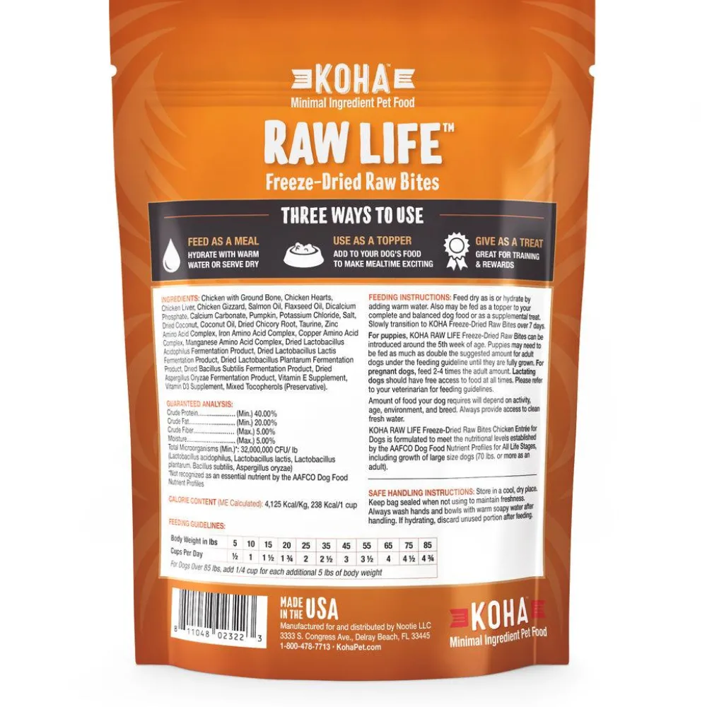 Koha Freeze-Dried Treats | Food Toppings^Raw Life Chicken Entree Freeze-Dried Raw Bites for Dogs, 14-oz