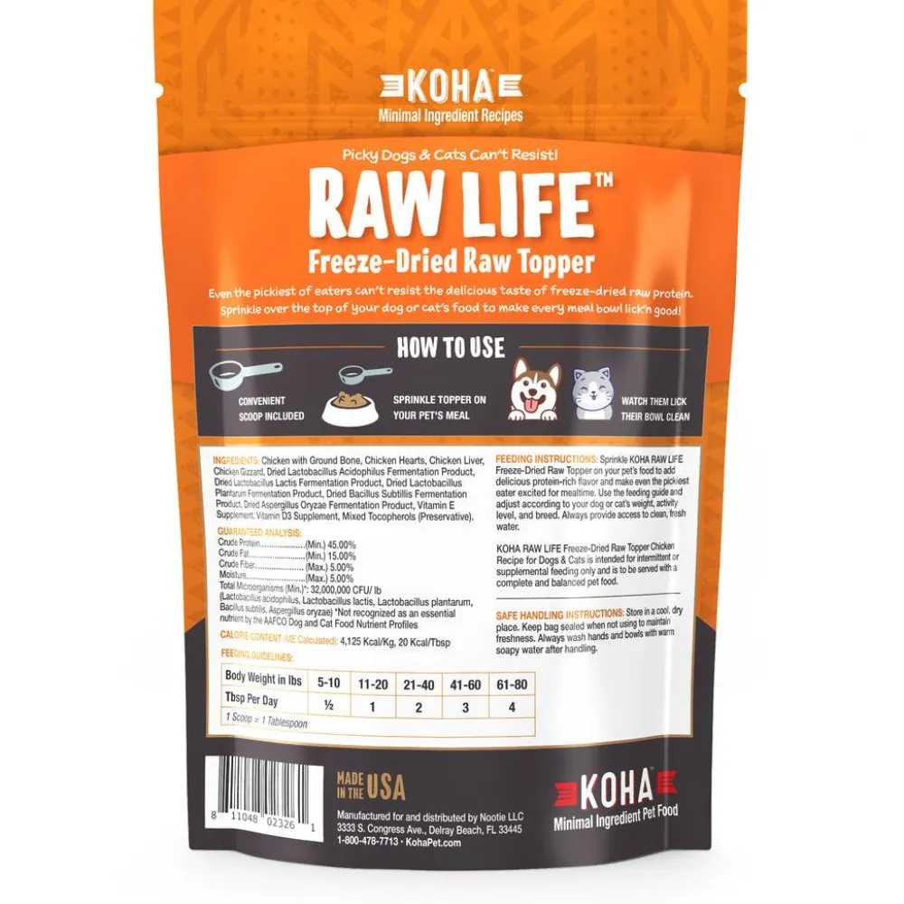 Koha Food Toppings | Food Toppings^Raw Life Chicken Freeze-Dried Topper for Dogs & Cats, 8-oz