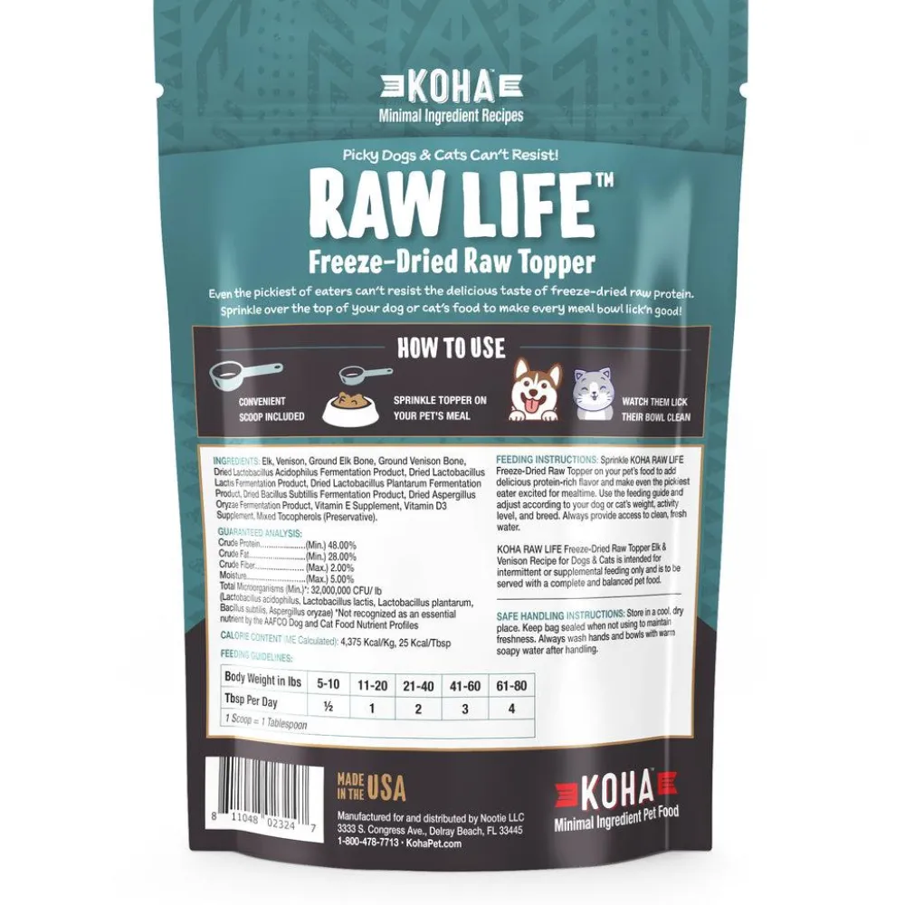 Koha Food Toppings | Food Toppings^Raw Life Elk & Venison Freeze-Dried Topper for Dogs & Cats, 8-oz