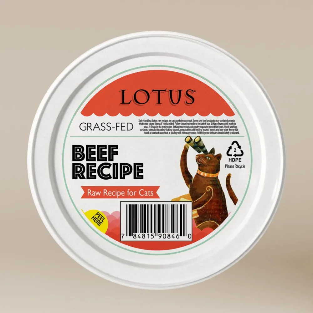 Lotus Frozen Food^Grass-Fed Beef Raw Frozen Cat Food, 3.75-oz