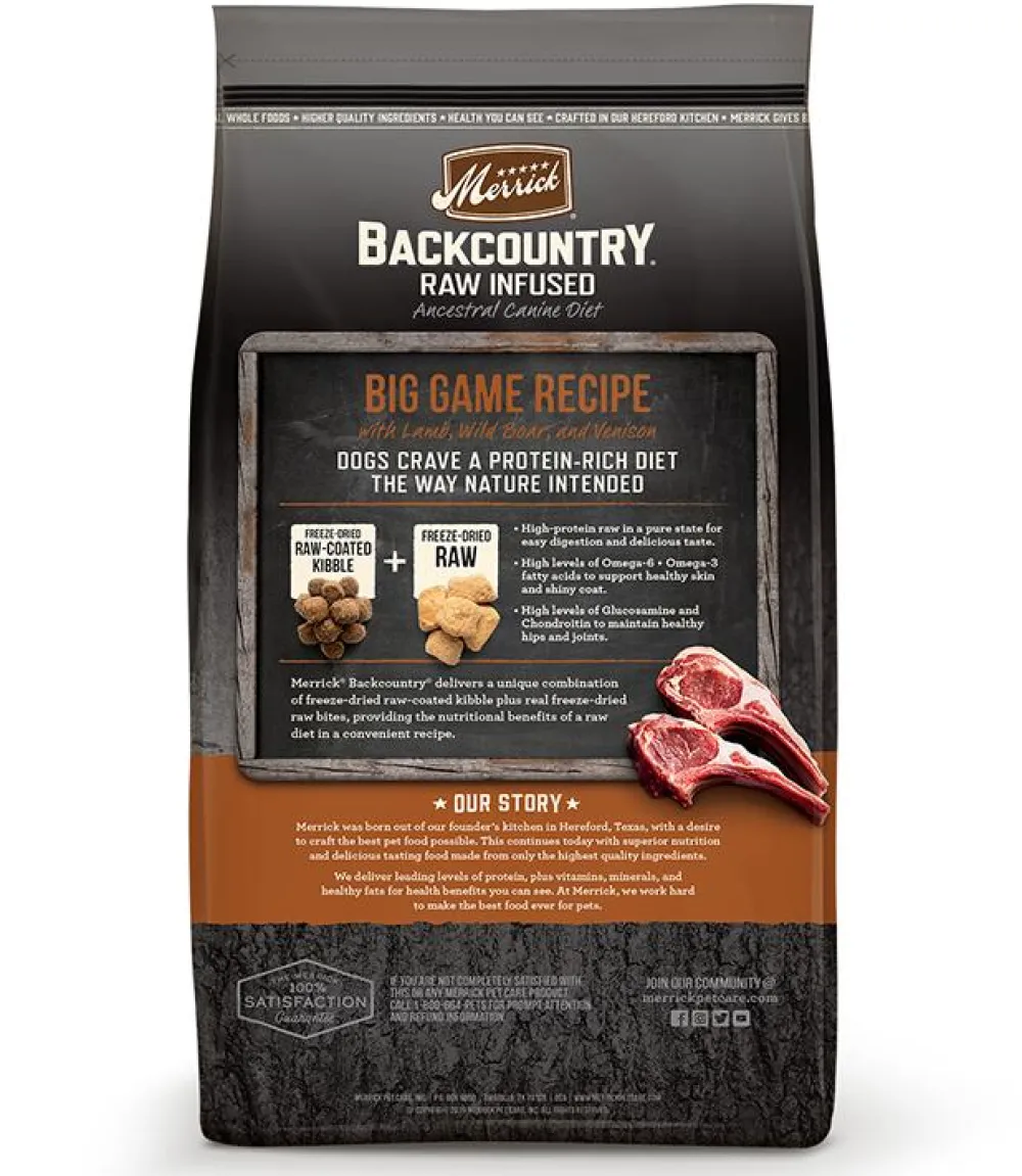 Merrick Dry Food^Backcountry Raw Infused Big Game Recipe Dry Dog Food, 20-lb