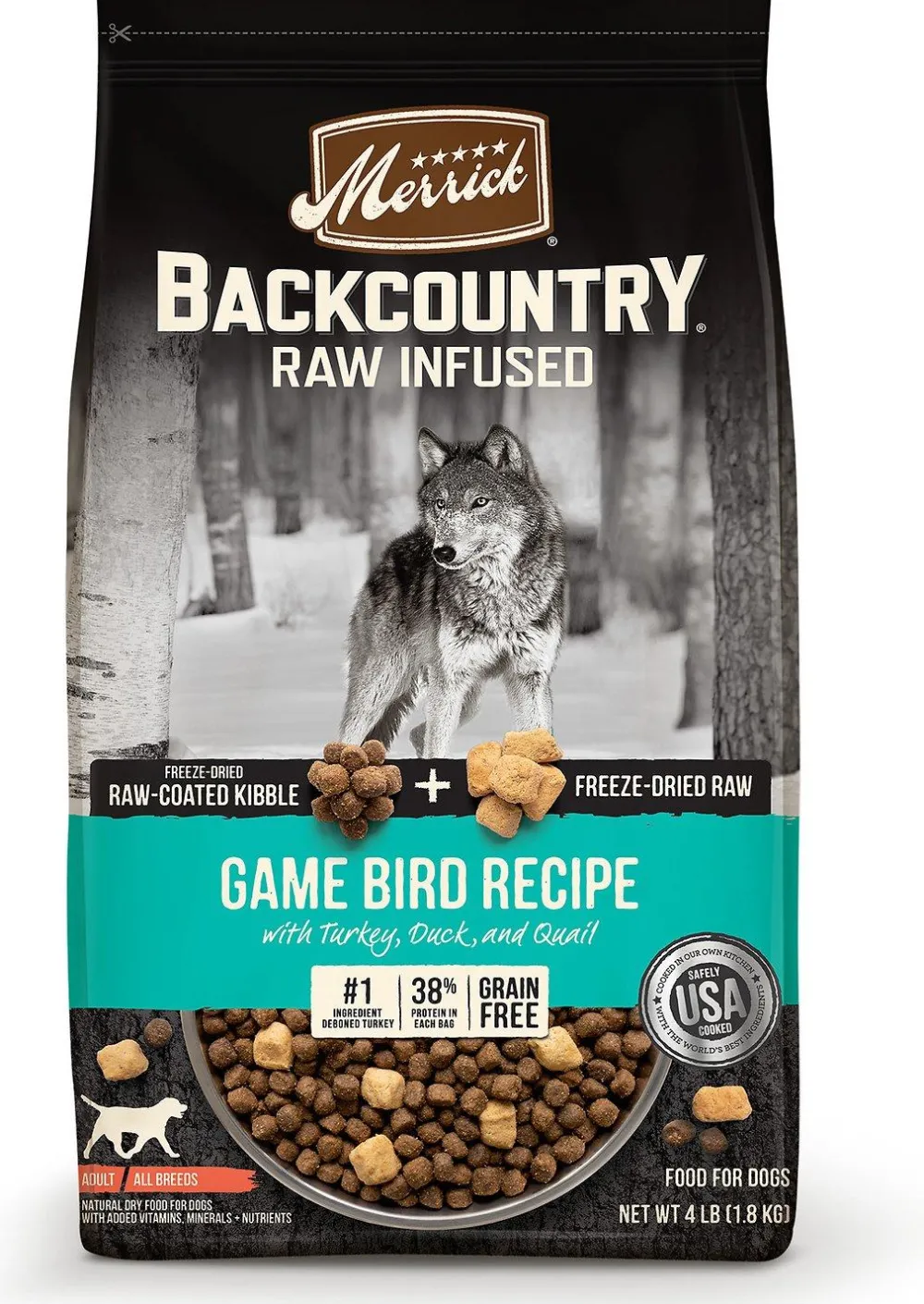 Merrick Dry Food^Backcountry Raw Infused Game Bird Freeze-Dried Dry Dog Food, 4-lb