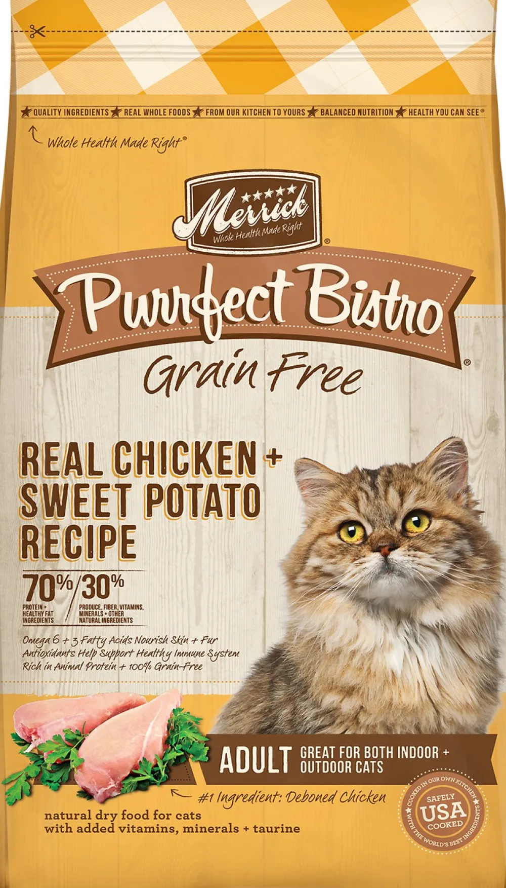 Merrick Dry Food^Cat Grain-Free Purrfect Bistro Real Chicken & Sweet Potato Recipe Adult Dry Cat Food, 4-lb