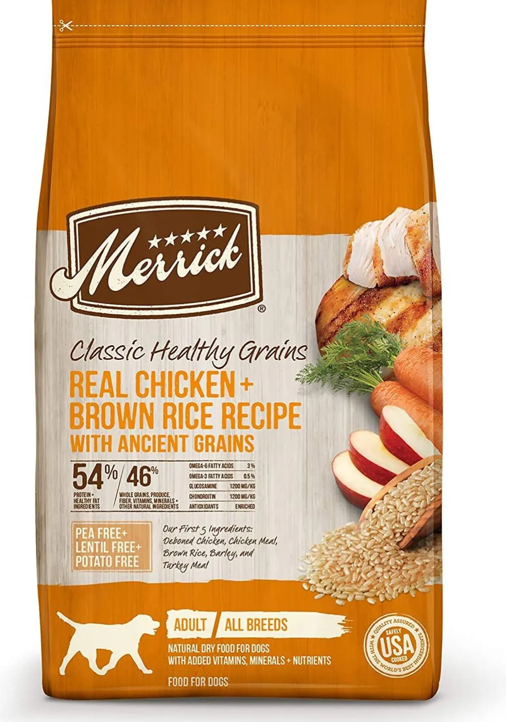 Merrick Dry Food^Classic Healthy Grains Real Chicken + Brown Rice Recipe with Ancient Grains Adult Dry Dog Food, 4-lb