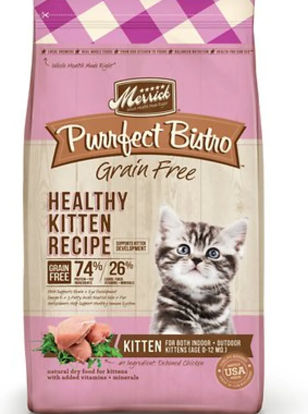 Merrick Dry Food^Purrfect Bistro Grain-Free Healthy Kitten Recipe Dry Cat Food, 4-lb