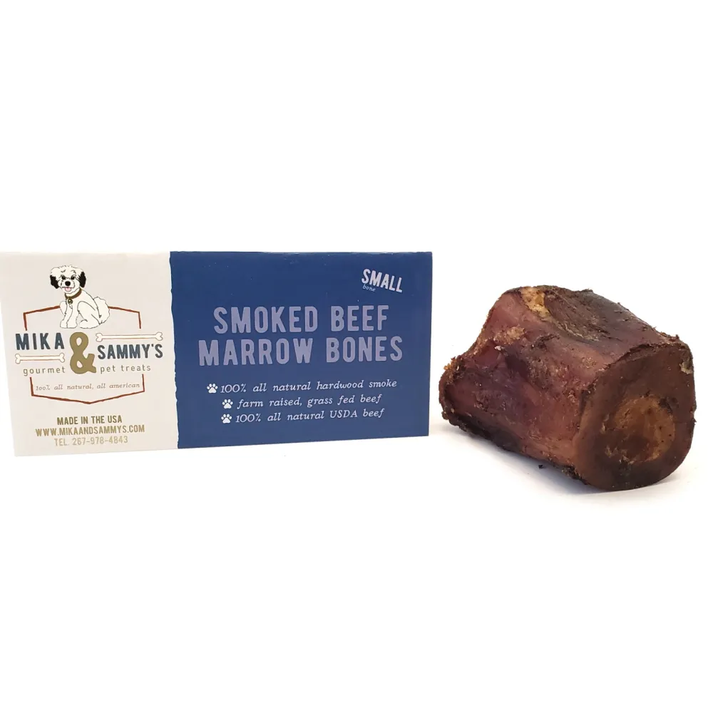 Mika & Sammy's Bully Sticks & Natural Chews^Smoke Beef Marrow Bone Dog Treats, Small