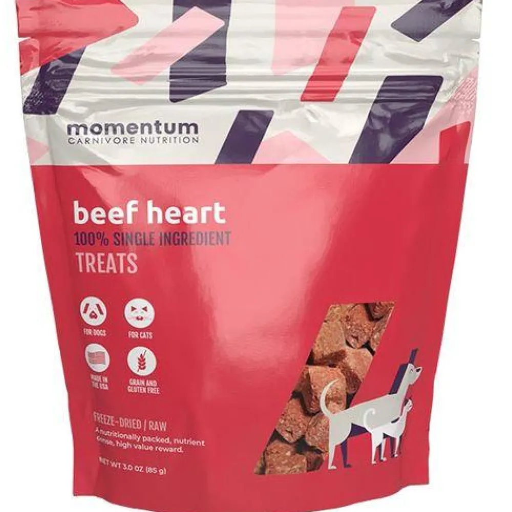 Momentum Carnivore Nutrition Freeze-Dried Treats | Freeze-Dried Treats^Beef Heart Freeze-Dried Dog & Cat Treats, 3-oz