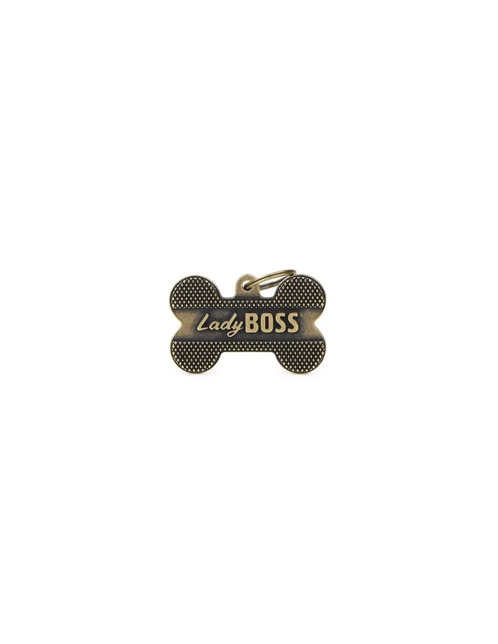 Myfamily Leashes & Collars | Leashes & Collars^Big Bone Bronx Lady Boss English Brass Pet ID Tag, Large
