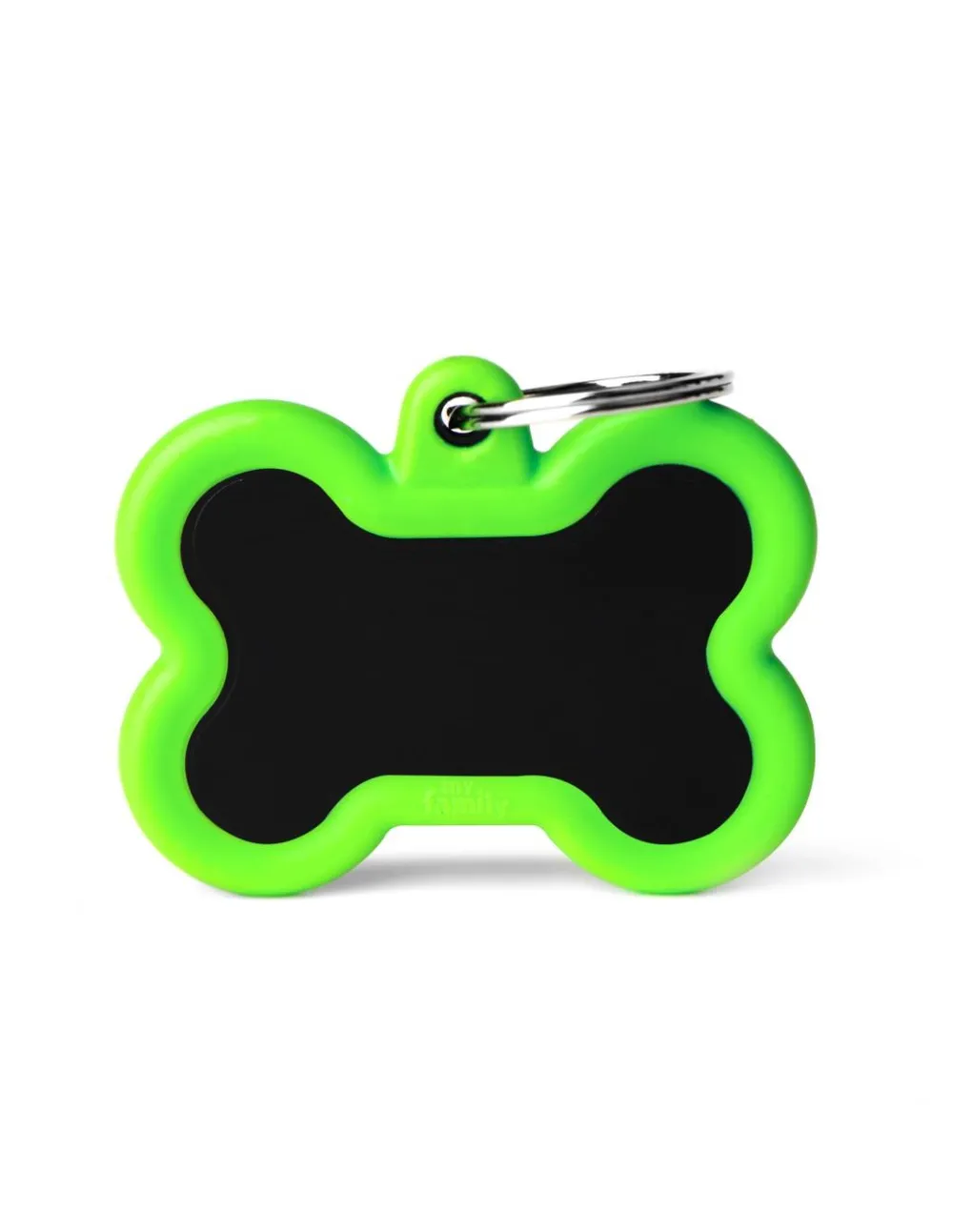 Myfamily Leashes & Collars | Leashes & Collars^Bone Aluminum Rubber Pet ID Tag, Black/Green, Regular