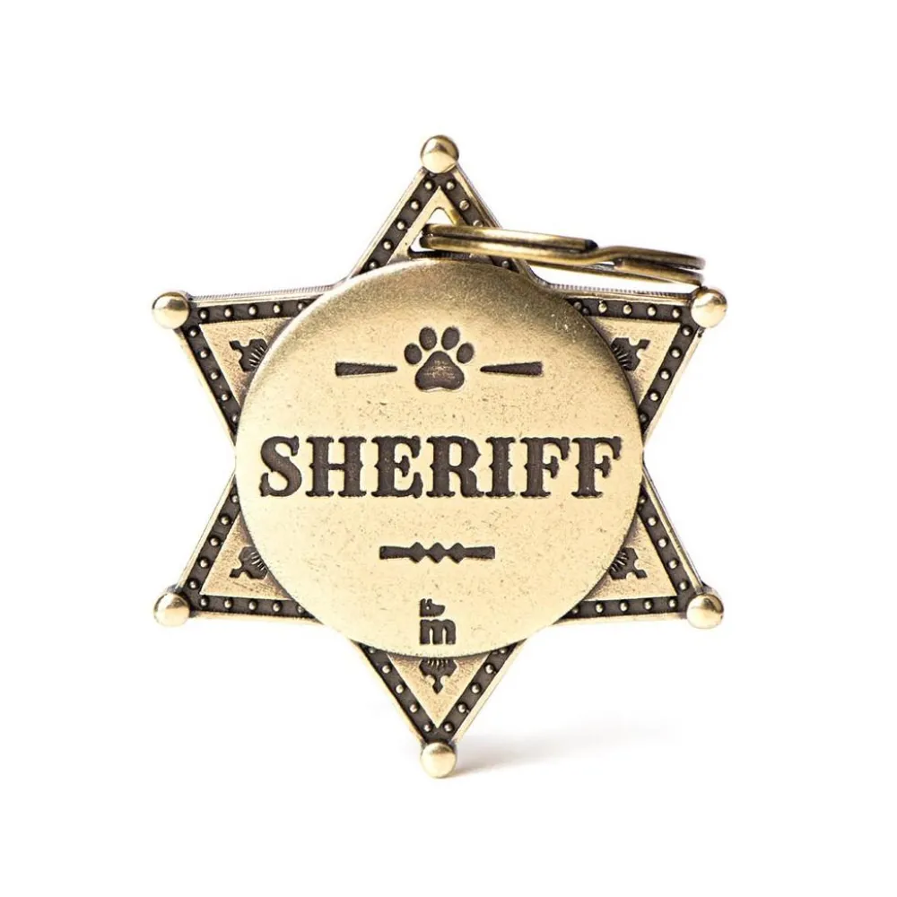 Myfamily Leashes & Collars | Leashes & Collars^Bronx Sheriff's Star in English Brass Pet ID Tag