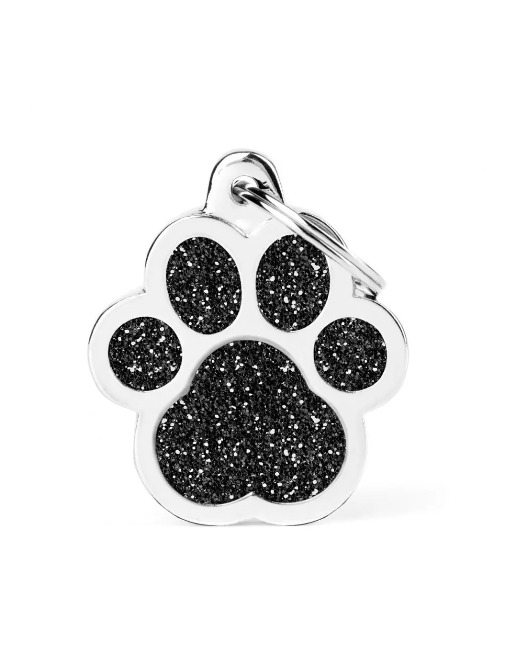 Myfamily Leashes & Collars | Leashes & Collars^Paw Glitter Pet ID Tag, Black, Big