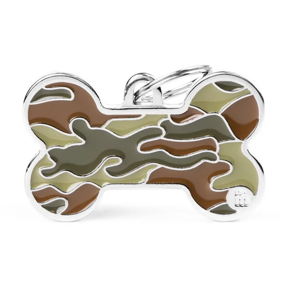 Myfamily Leashes & Collars | Leashes & Collars^Style Camouflage Bone Pet ID Tag, Green, X-Large