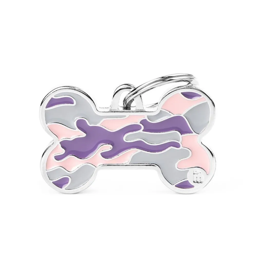 Myfamily Leashes & Collars | Leashes & Collars^Style Camouflage Bone Pet ID Tag, Pink, Big