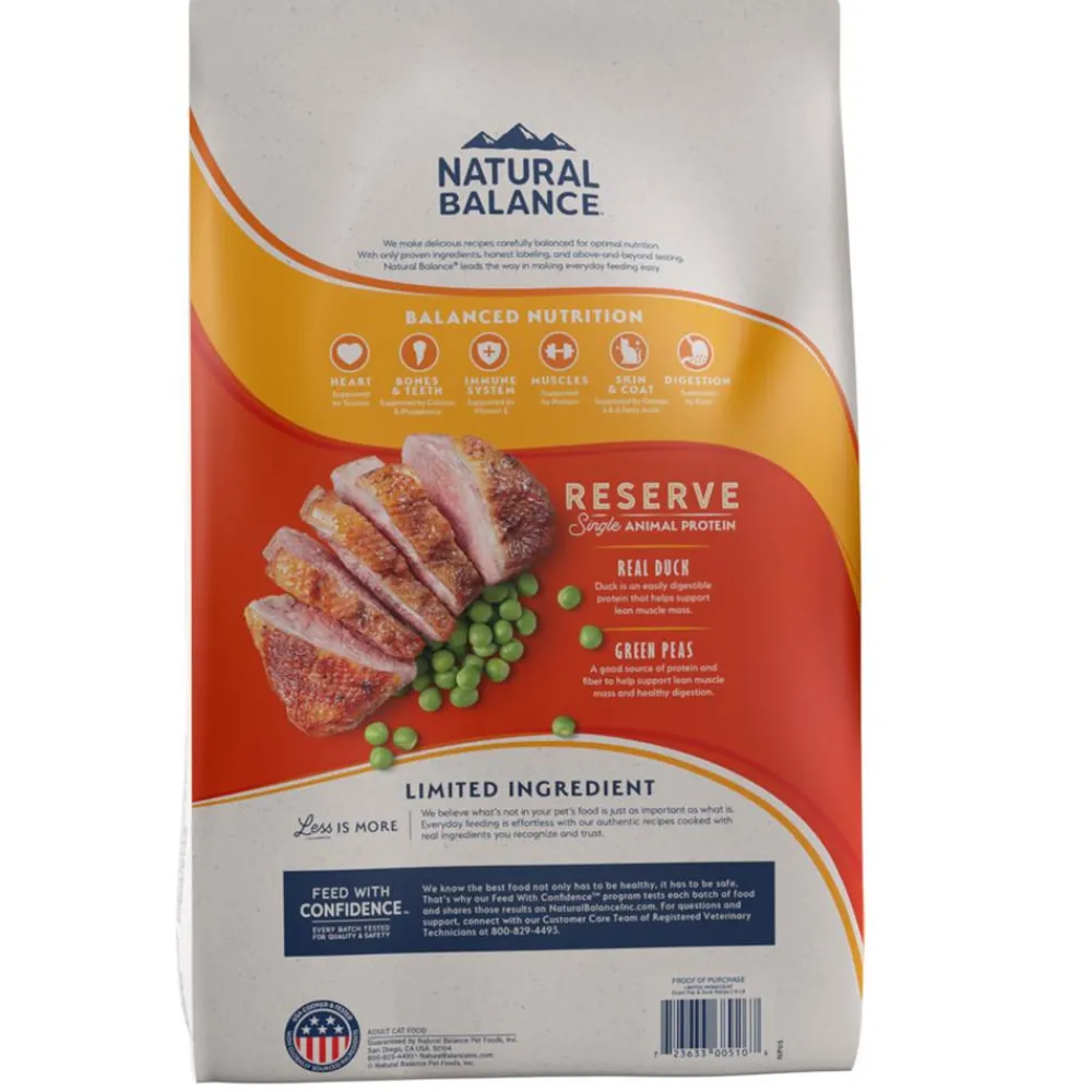 Natural Balance Pet Foods Dry Food^Natural Balance Limited Ingredient Reserve Duck & Green Pea Recipe Grain-Free Dry Cat Food, 4-lb