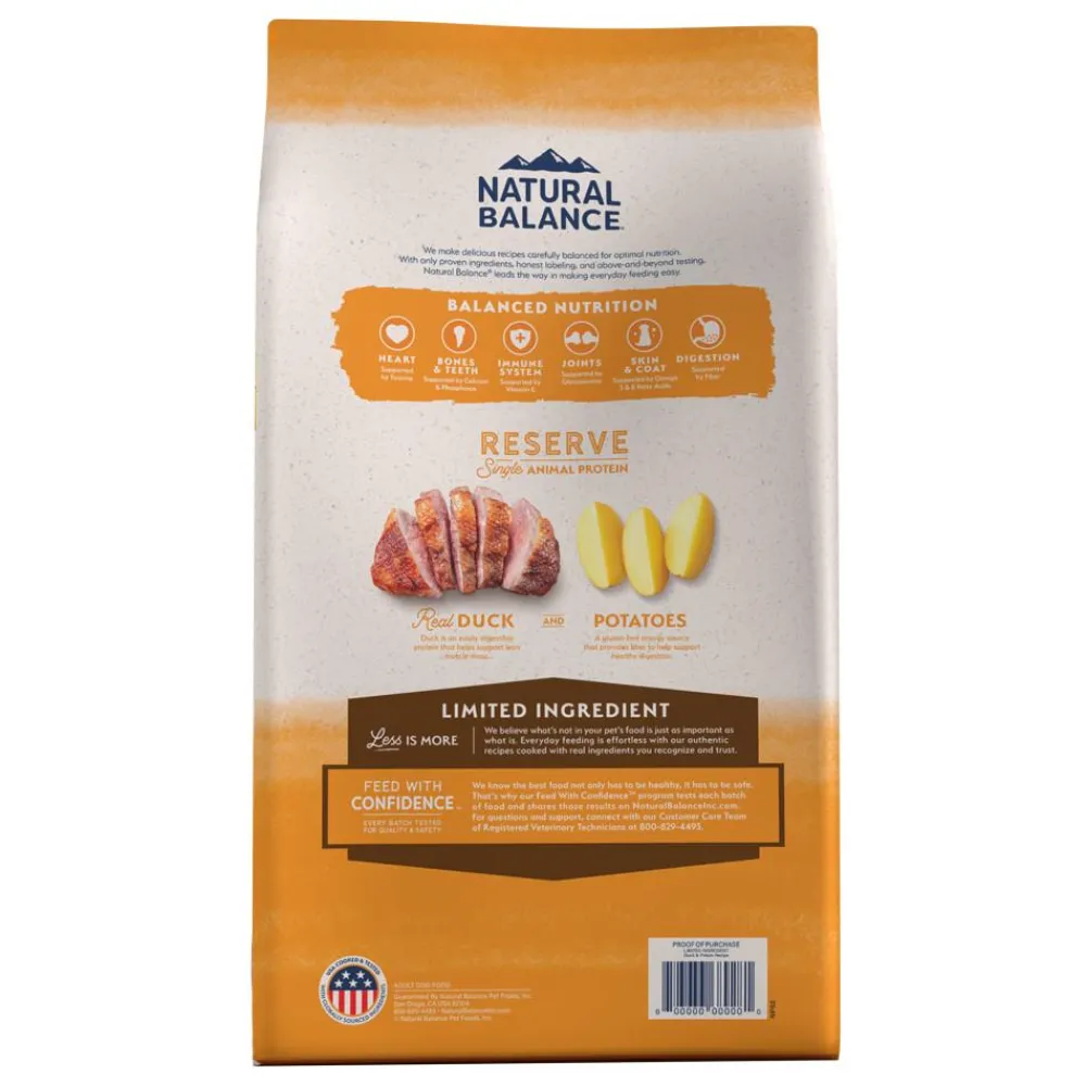 Natural Balance Pet Foods Dry Food^Natural Balance Limited Ingredient Reserve Duck & Potato Recipe Grain-Free Dry Dog Food, 4-lb