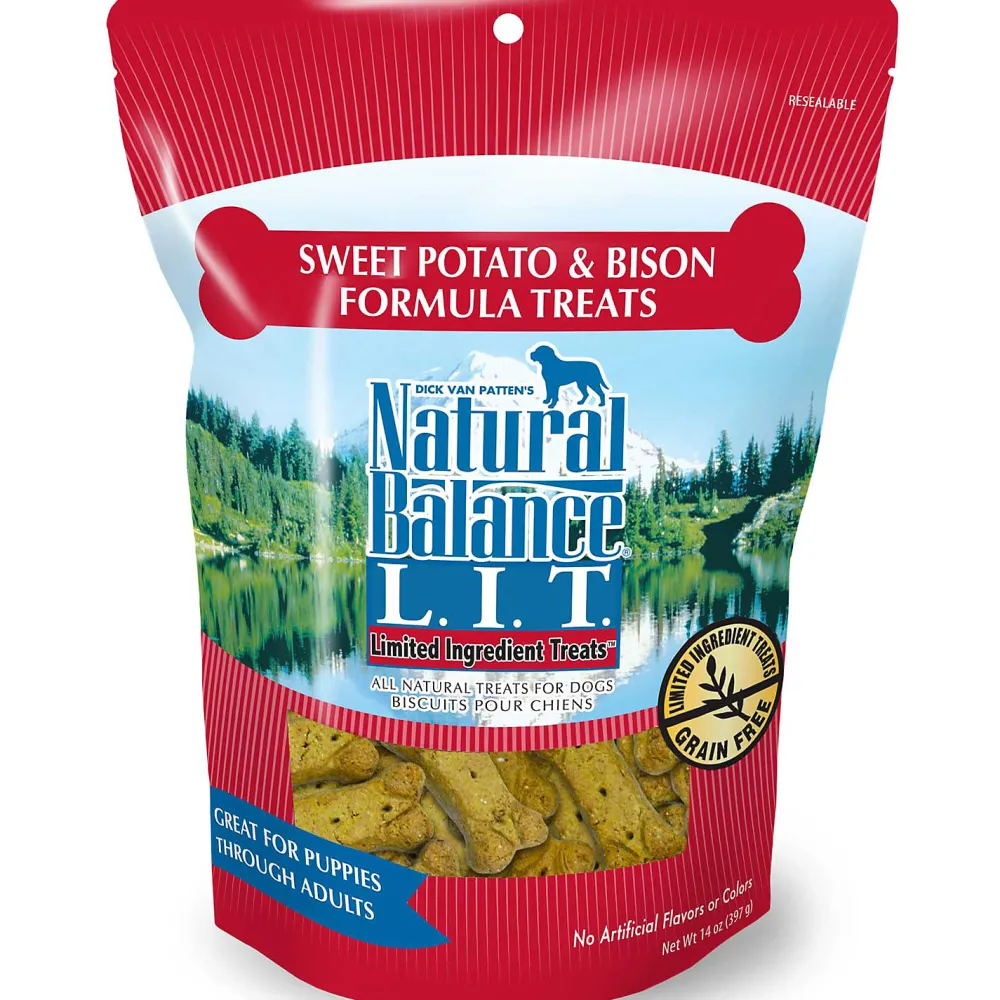 Natural Balance Pet Foods Biscuits & Crunchy Treats^Natural Balance L.I.T. Limited Ingredient Treats Sweet Potato & Bison Formula Dog Treats, Regular Breeds, 14-oz