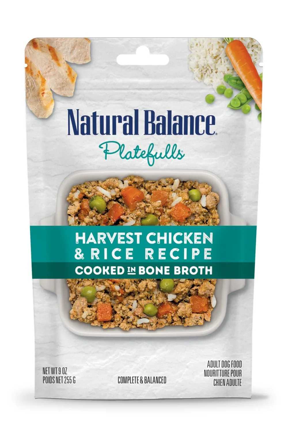 Natural Balance Pet Foods Food Toppings | Broth^Natural Balance Platefulls Harvest Chicken & Rice Recipe Wet Dog Food Pouch, 9-oz