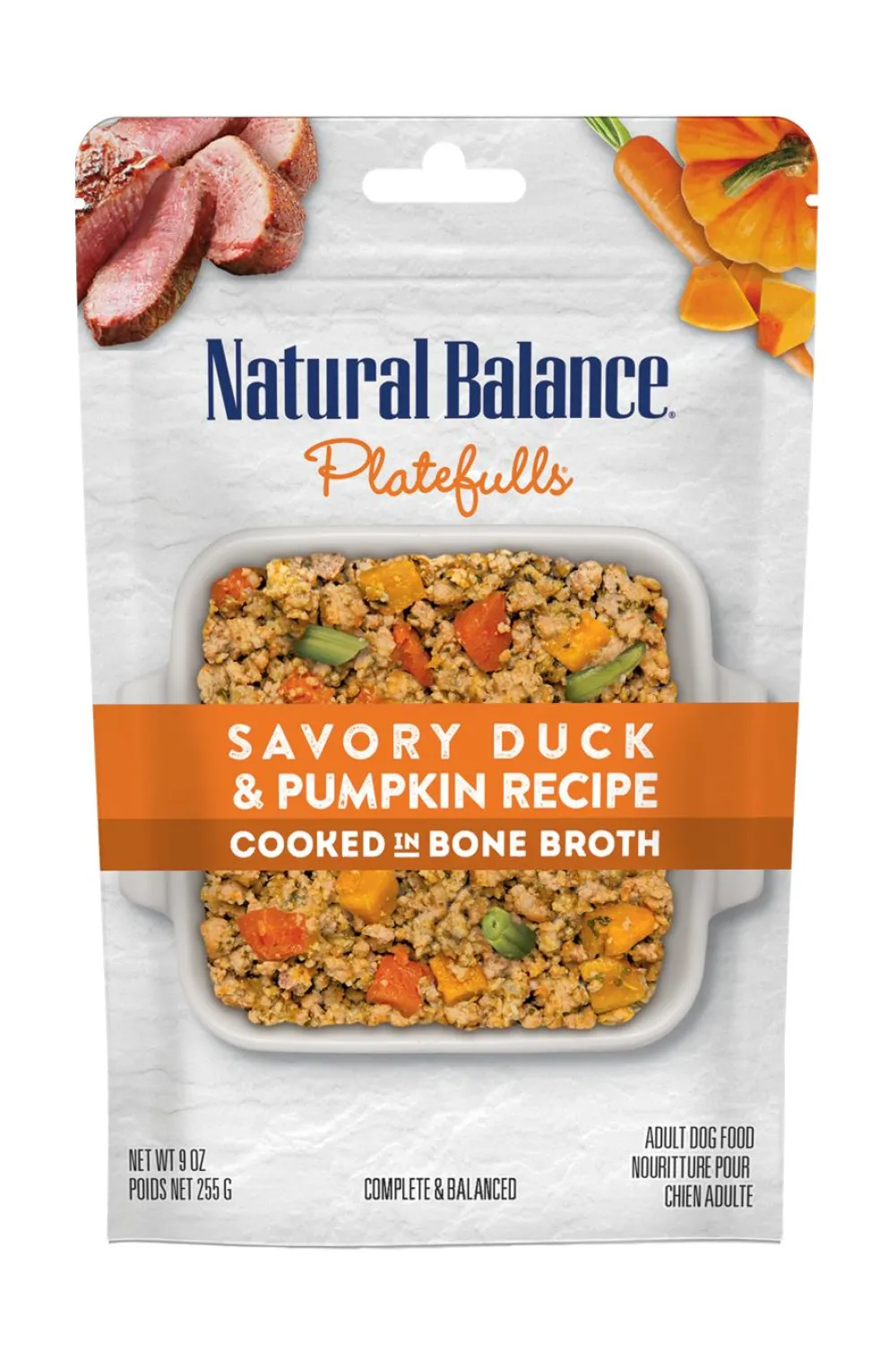 Natural Balance Pet Foods Food Toppings | Broth^Natural Balance Platefulls Savory Duck & Pumpkin Recipe Wet Dog Food Pouch, 9-oz
