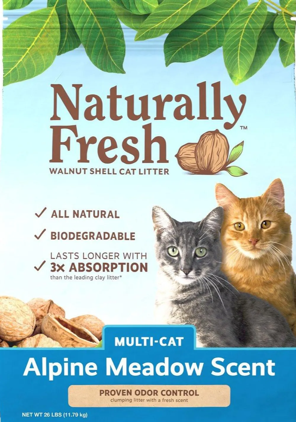 Naturally Fresh Litter & Accessories | Litter & Accessories^Walnut-Based Multi-Cat Alpine Meadow Scent Quick-Clumping Cat Litter, 26-lb