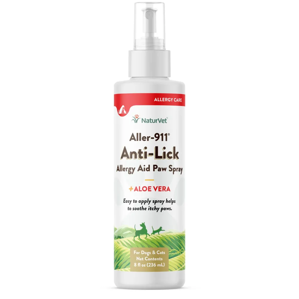 Naturvet Grooming | Grooming^Aller-911 Allergy Aid Anti-Lick Plus Aloe Vera Paw Spray for Dogs & Cats, 8-oz