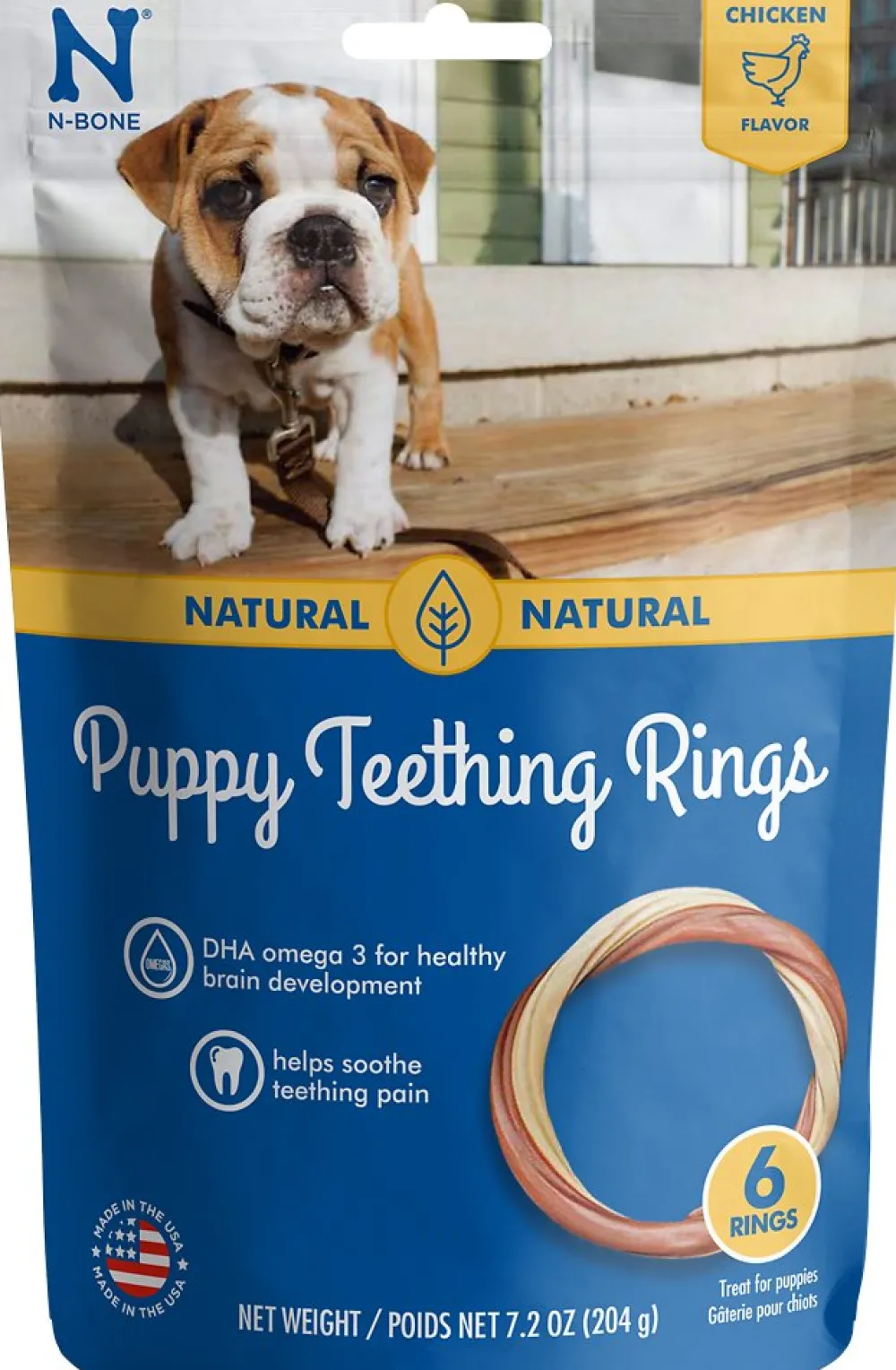 N-Bone Dental & Hard Chews^Puppy Teething Ring Chicken Flavor Dog Treats, 6-pk