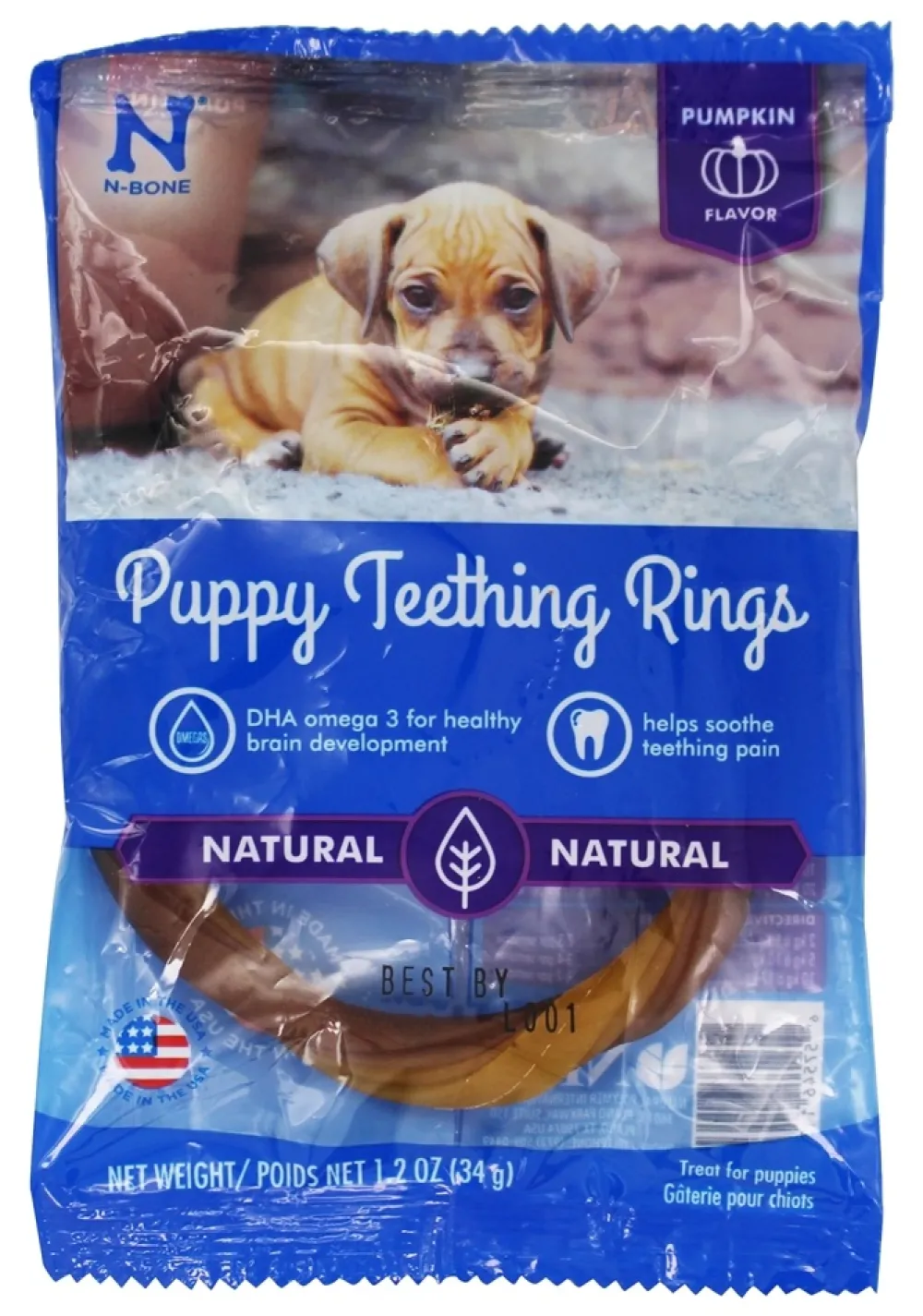 N-Bone Dental & Hard Chews^Puppy Teething Ring Pumpkin Flavor Dog Treats
