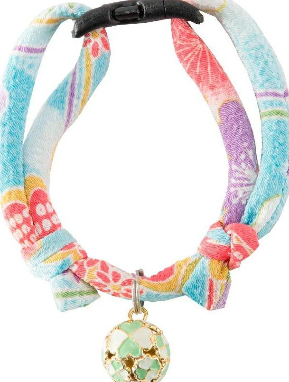 Necoichi Leashes & Collars | Leashes & Collars^Chirimen Collar with Clover Bell for Cats, Baby Blue, 5.5-13-in