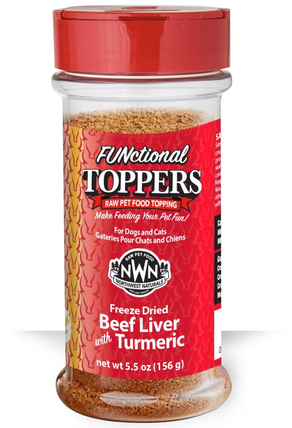 Northwest Naturals Food Toppings | Food Toppings^FUNctional Beef Liver with Turmeric Freeze-Dried Dog & Cat Food Topper, 5.5-oz