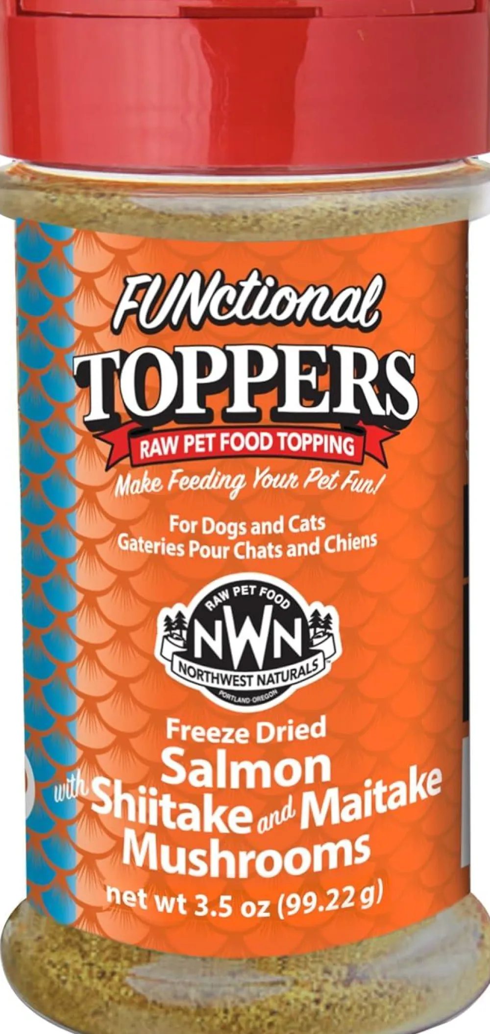 Northwest Naturals Food Toppings | Food Toppings^FUNctional Salmon with Shiitake & Maitake Mushrooms Freeze-Dried Dog & Cat Food Topper, 3.5-oz
