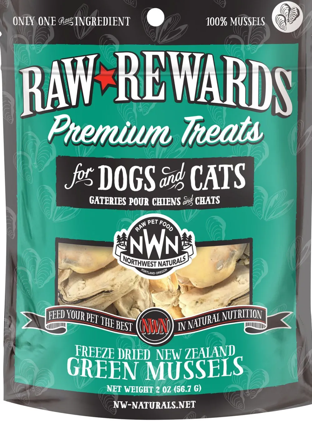 Northwest Naturals Freeze-Dried Treats^Premium Green Lipped Mussels Freeze-Dried Dog Treats, 2-oz
