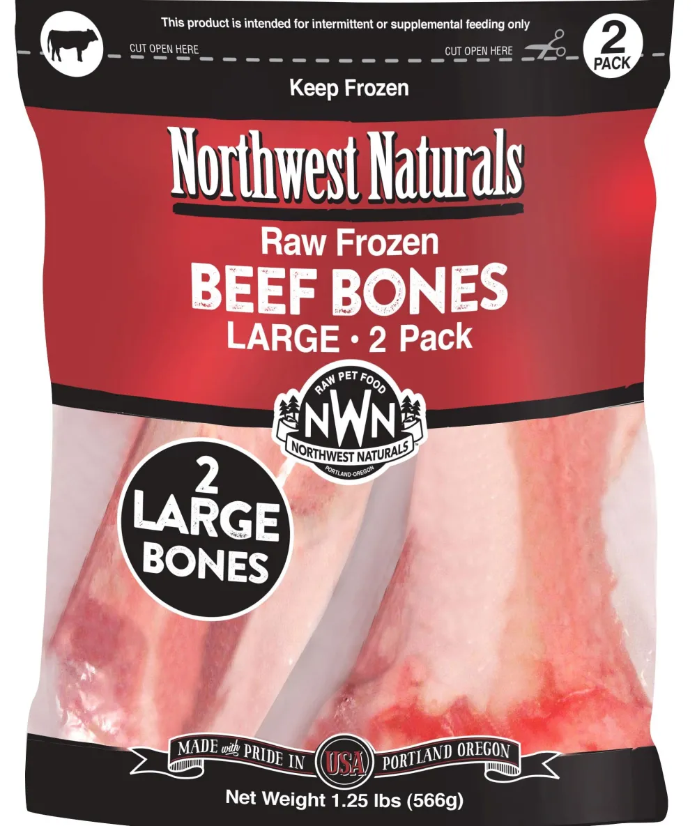 Northwest Naturals Bully Sticks & Natural Chews^Raw Beef Bone Dog Treats, Medium, 4-pk