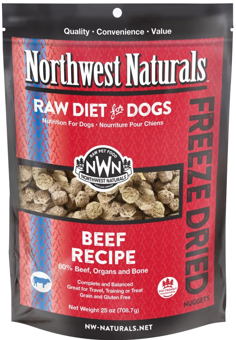 Northwest Naturals Freeze-Dried Food^Raw Diet Beef Nuggets Freeze-Dried Dog Food, 25-oz