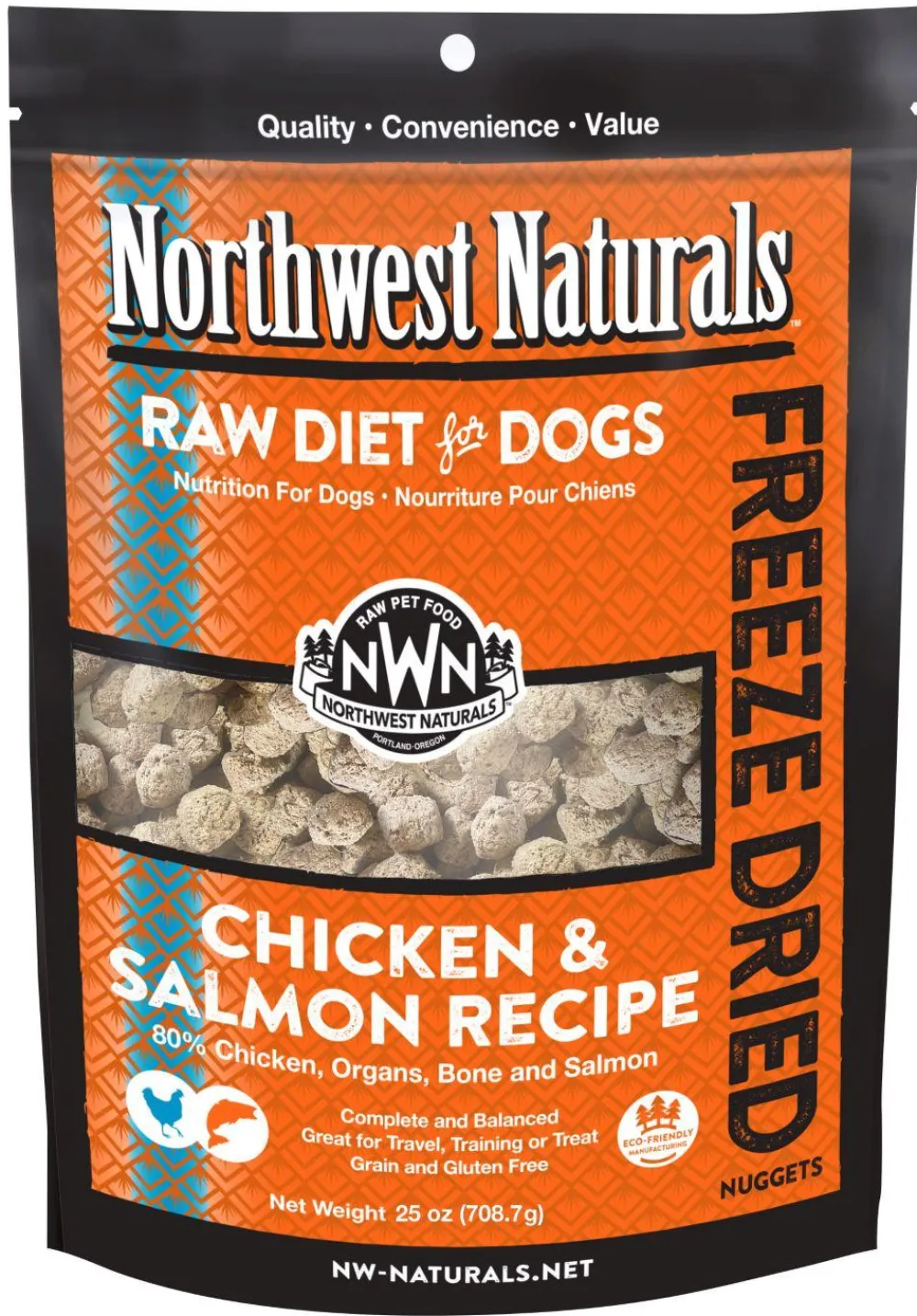 Northwest Naturals Freeze-Dried Food^Raw Diet Chicken & Salmon Nuggets Freeze-Dried Dog Food, 25-oz
