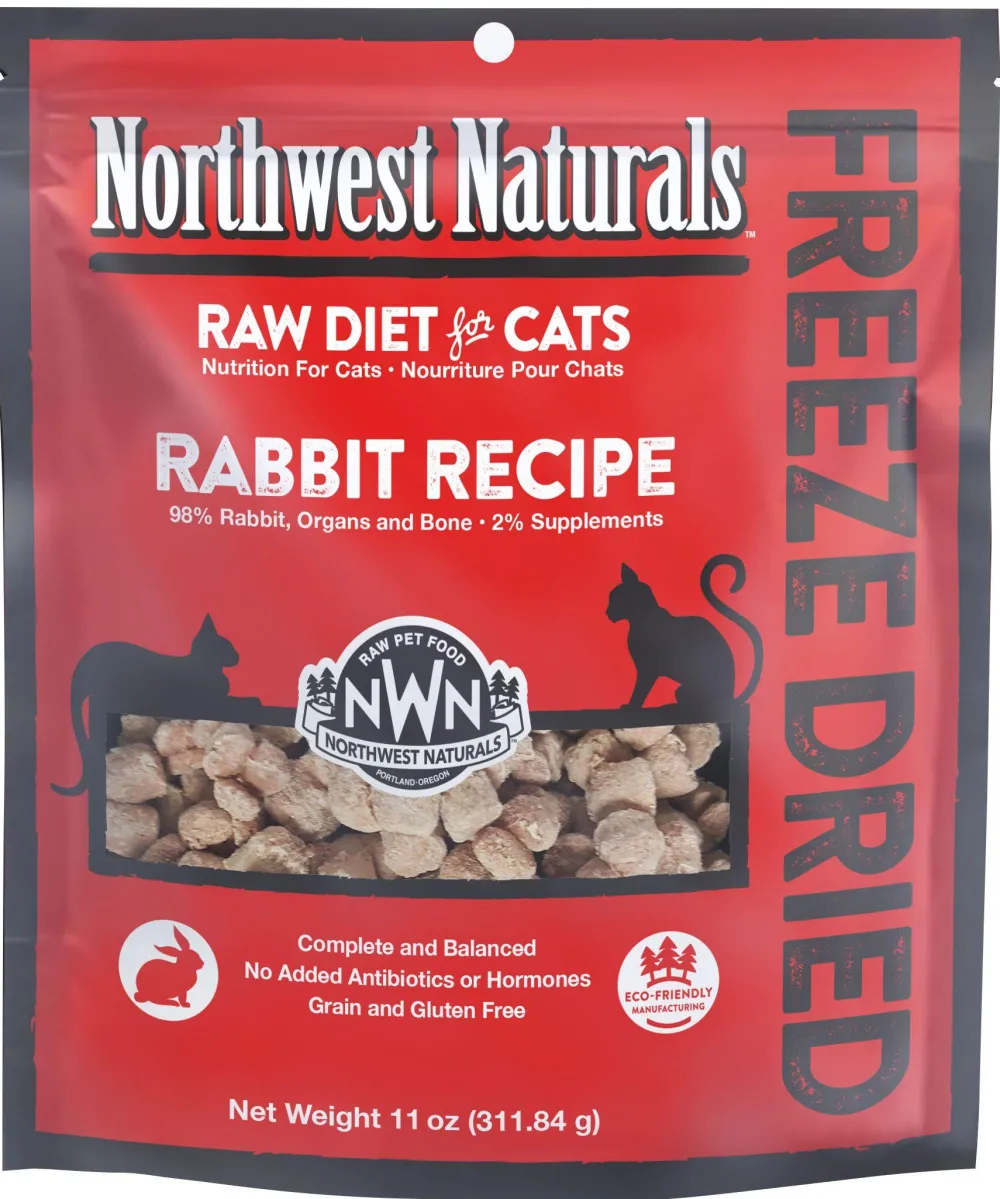 Northwest Naturals Freeze-Dried Food^Raw Diet Grain-Free Rabbit Nibbles Freeze-Dried Cat Food, 11-oz