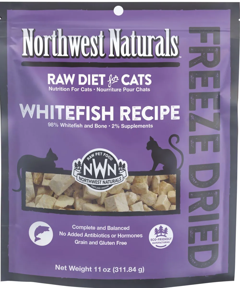 Northwest Naturals Freeze-Dried Food^Raw Diet Grain-Free Whitefish Nibbles Freeze Dried Cat Food, 11-oz