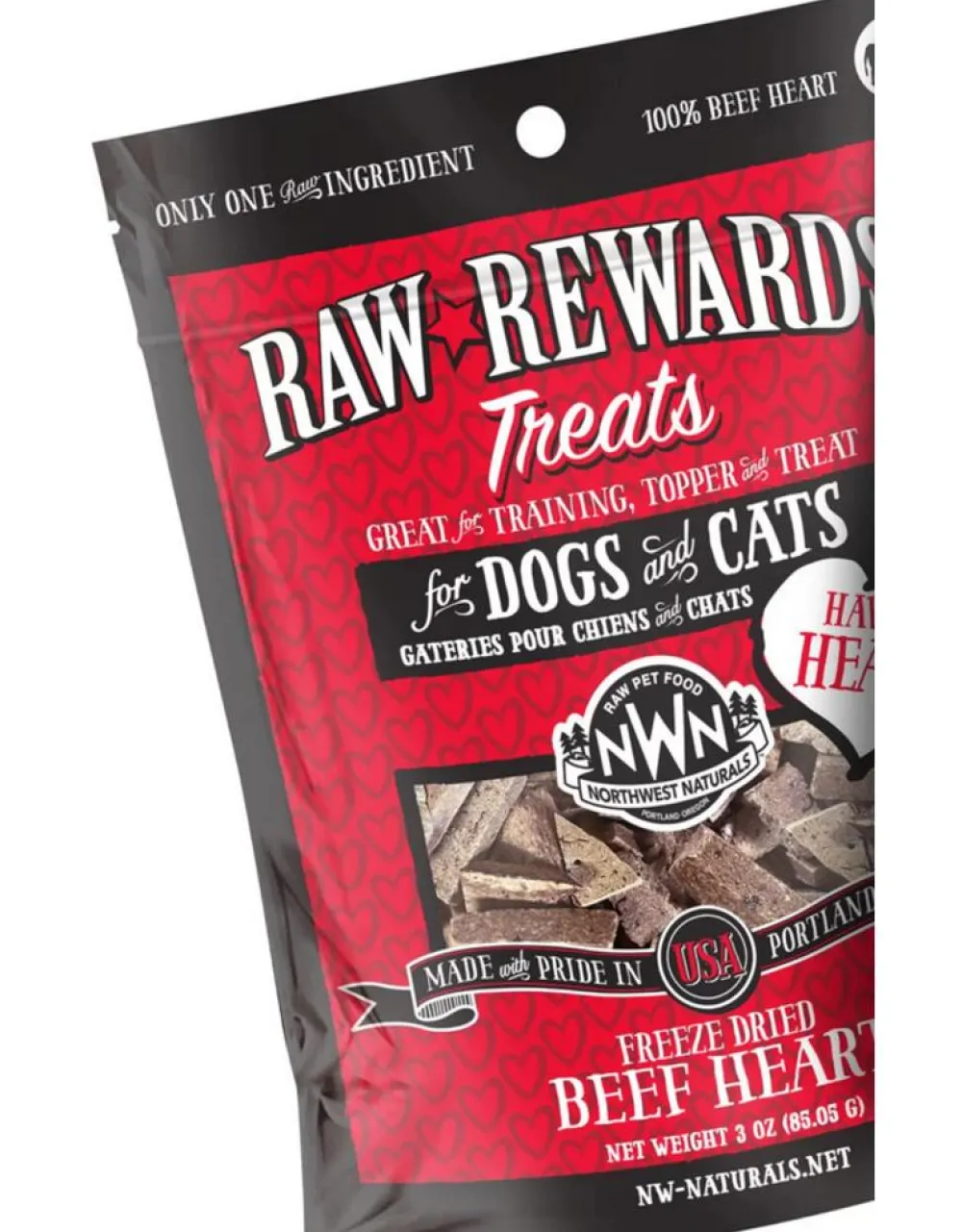 Northwest Naturals Freeze-Dried Treats | Freeze-Dried Treats^Raw Rewards Beef Hearts Freeze-Dried Dog & Cat Treats, 3-oz