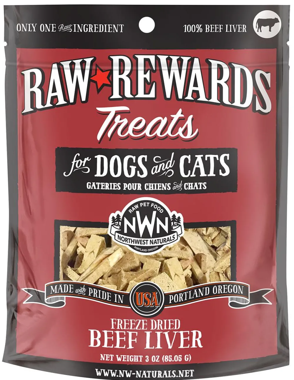 Northwest Naturals Freeze-Dried Treats | Freeze-Dried Treats^Raw Rewards Beef Liver Freeze Dried Dog & Cats Treats, 3-oz